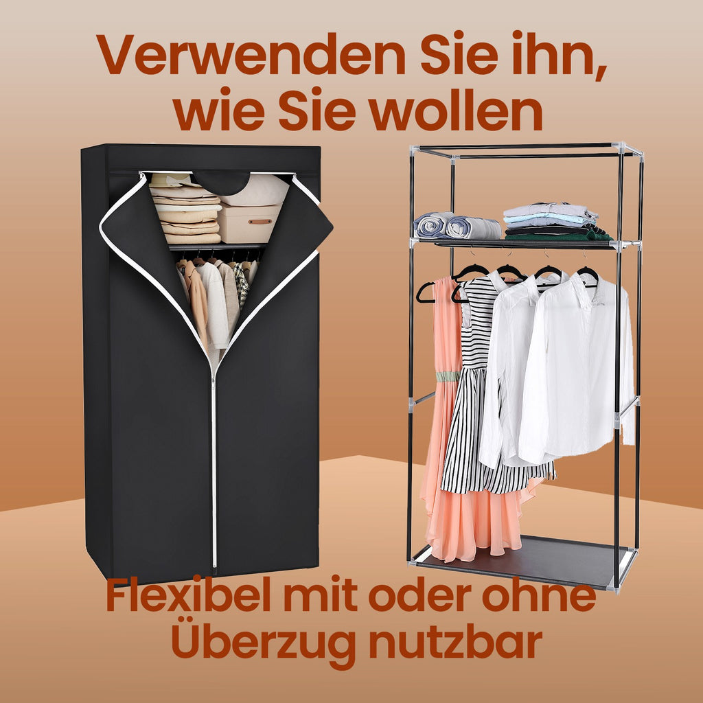 Stoffschrank 160 x 75 cm Schwarz