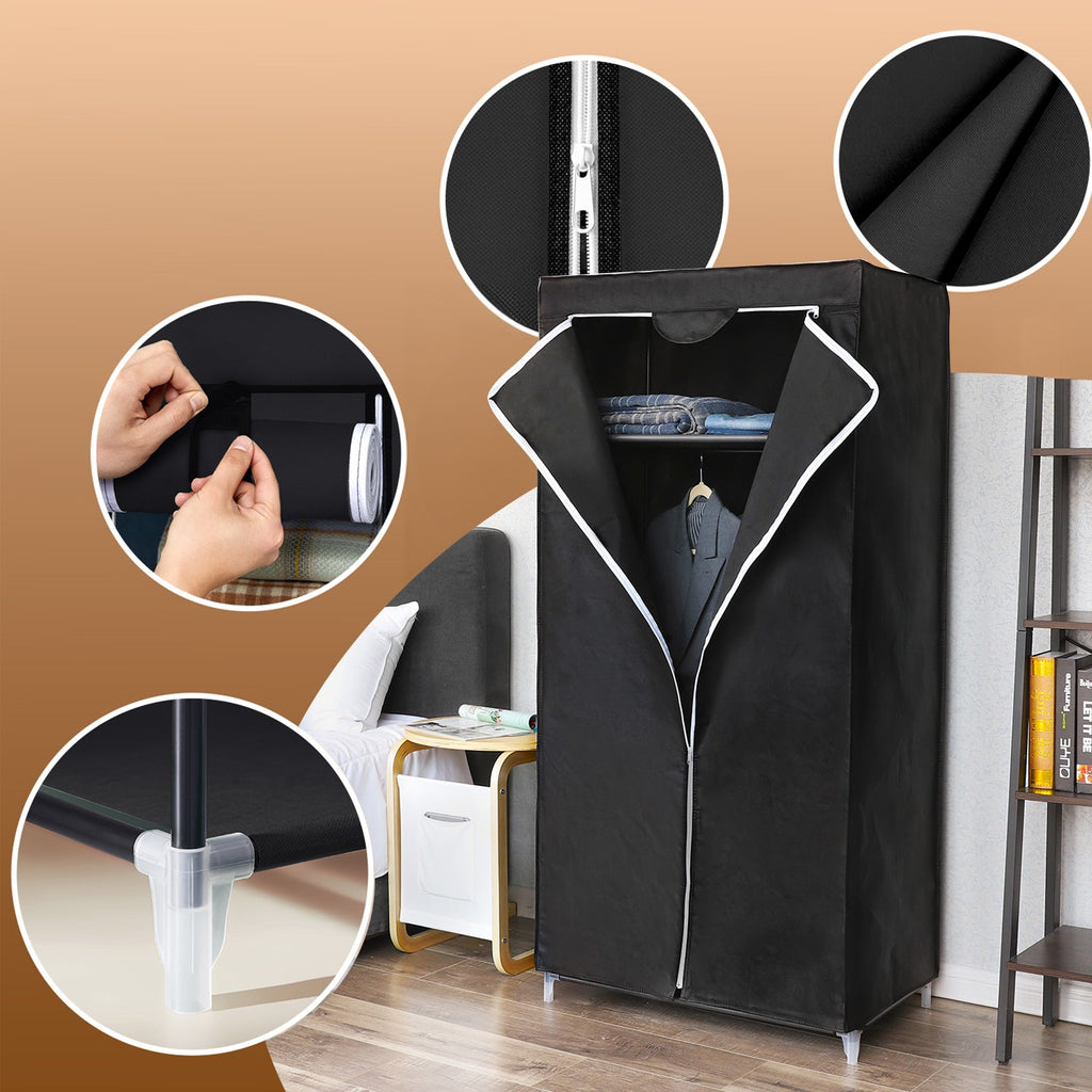 Stoffschrank 160 x 75 cm Schwarz