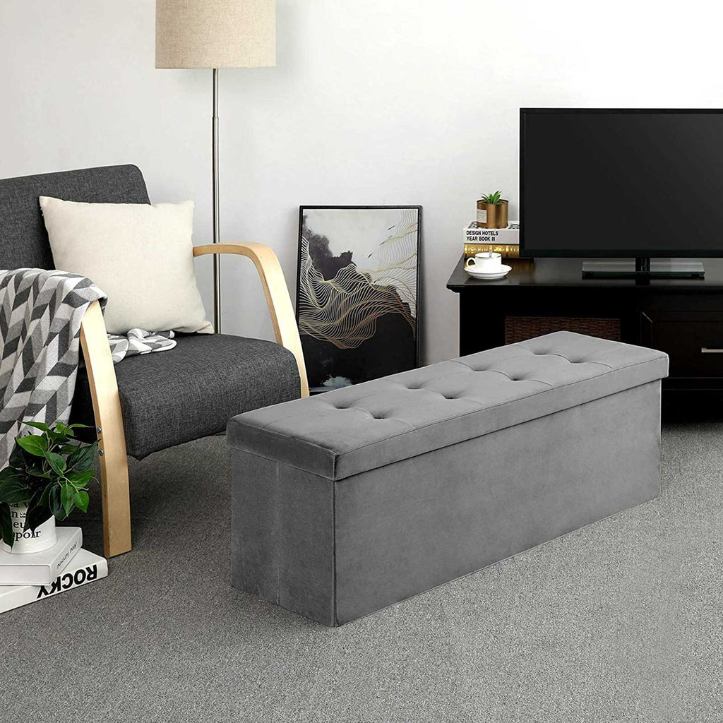 Sitztruhe 120 L Samt Grau