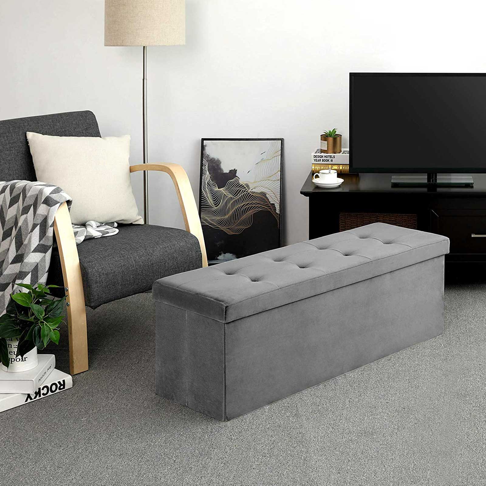 Sitztruhe 120 L Samt Grau