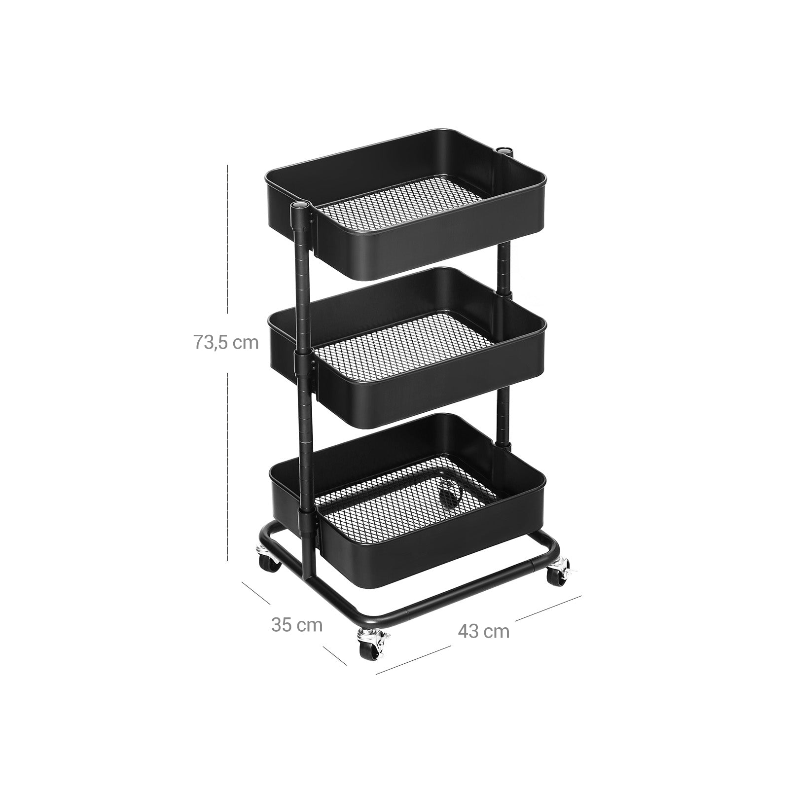 Rollendes Regal aus Metall Schwarz