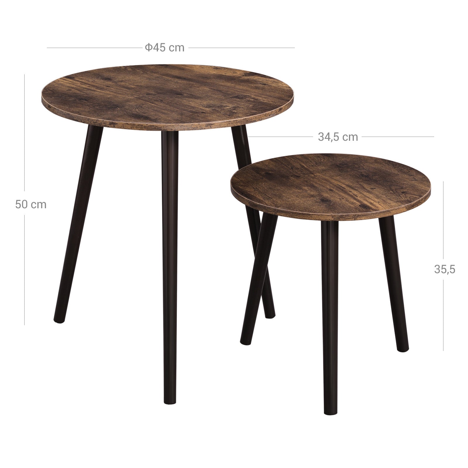 2 Beistelltische Rund Industrie-Design