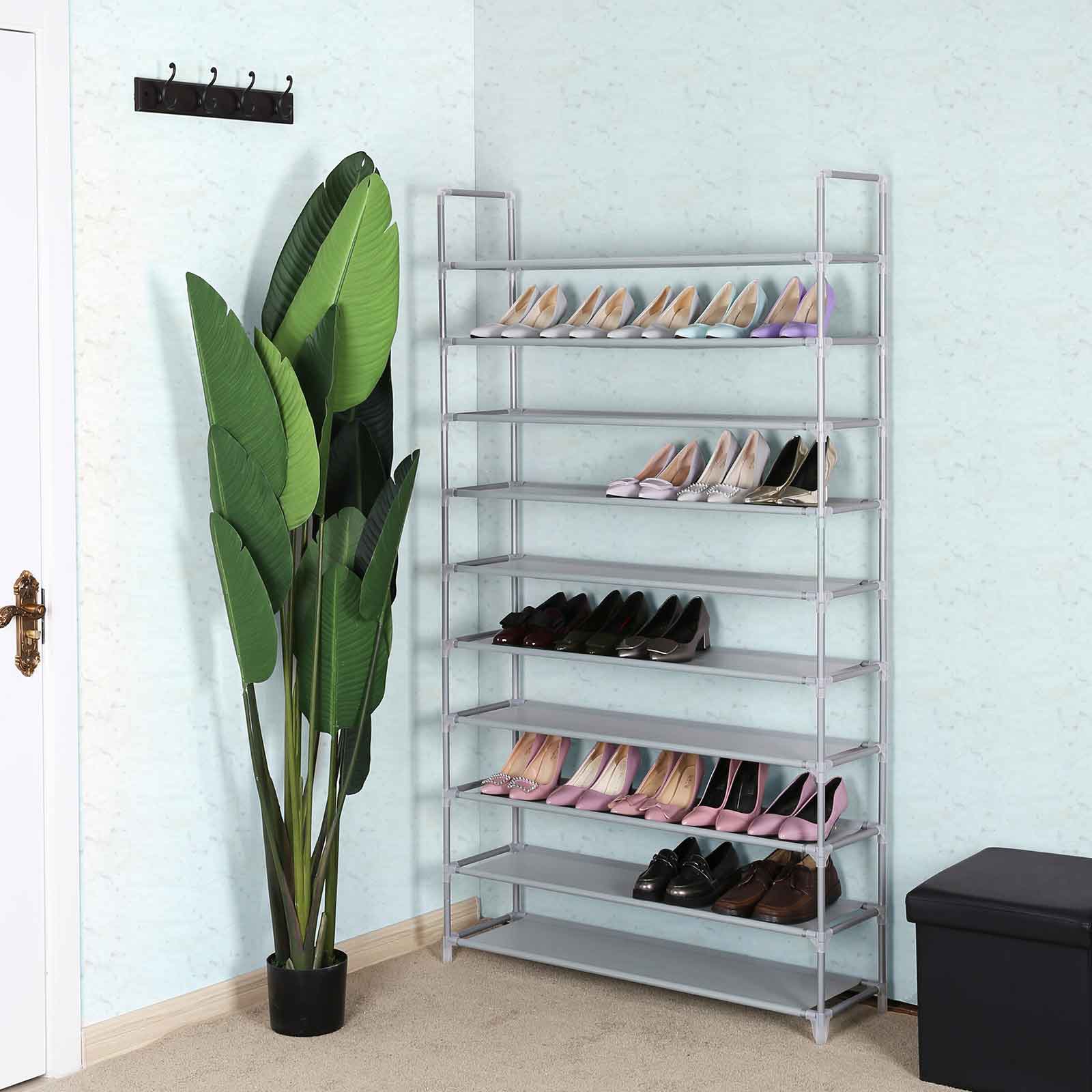 Schuhregal 10 Stoffablagen Grau
