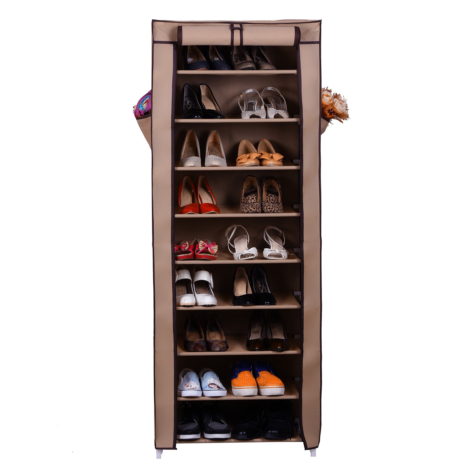 Schuhregal mit Abdeckung 58 cm Braun