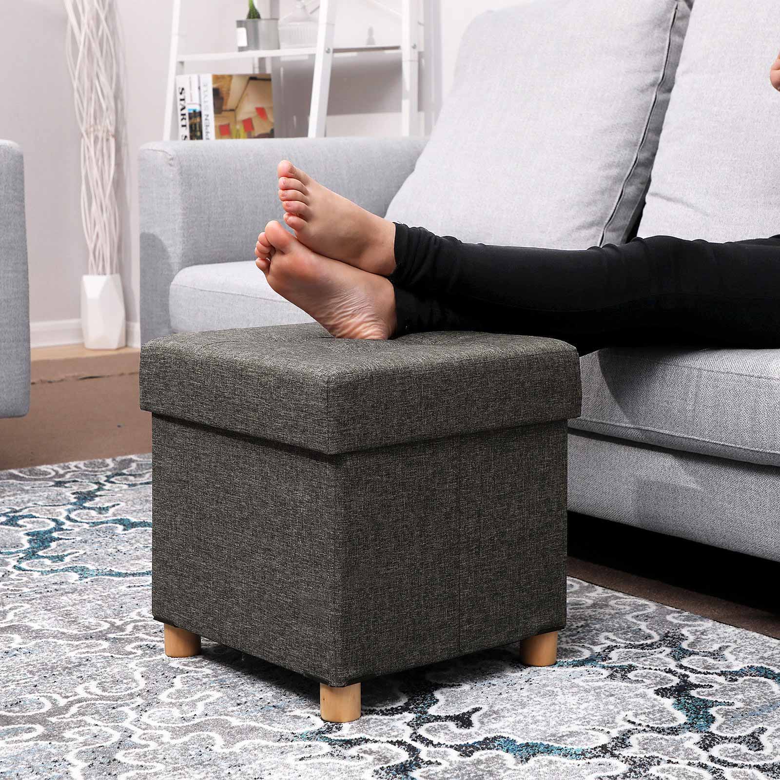 Sitzhocker mit Holzfüßen Dunkelgrau