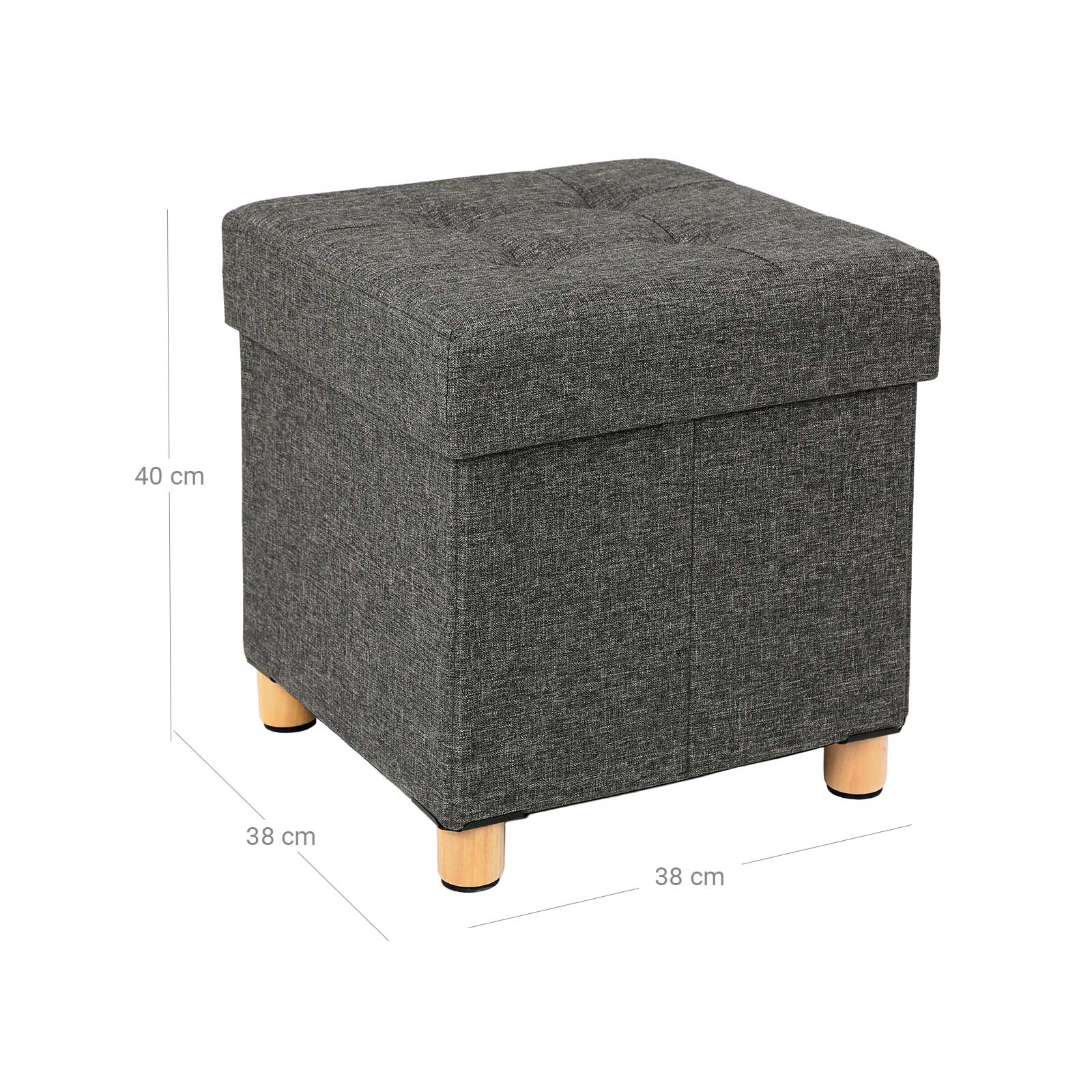 Sitzhocker mit Holzfüßen Dunkelgrau