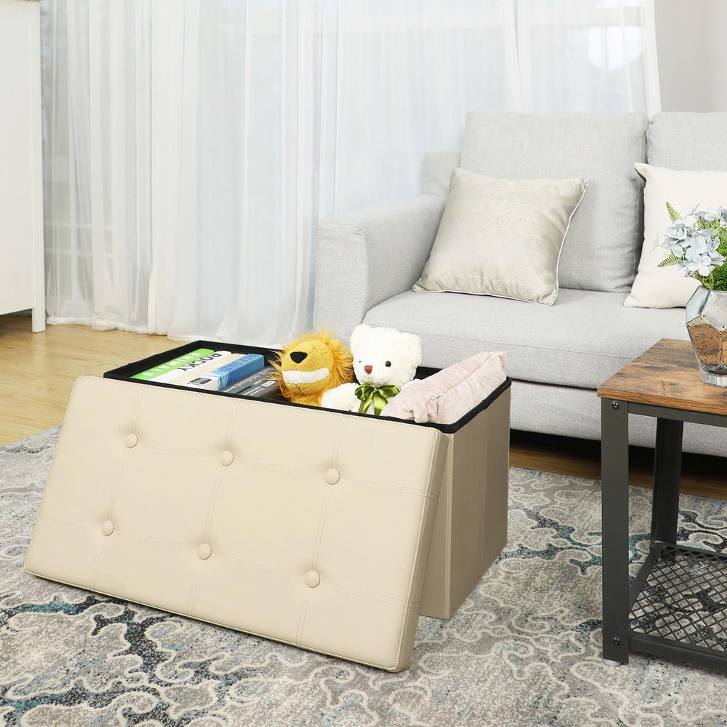 Sitztruhe 76 cm Kunstleder Beige