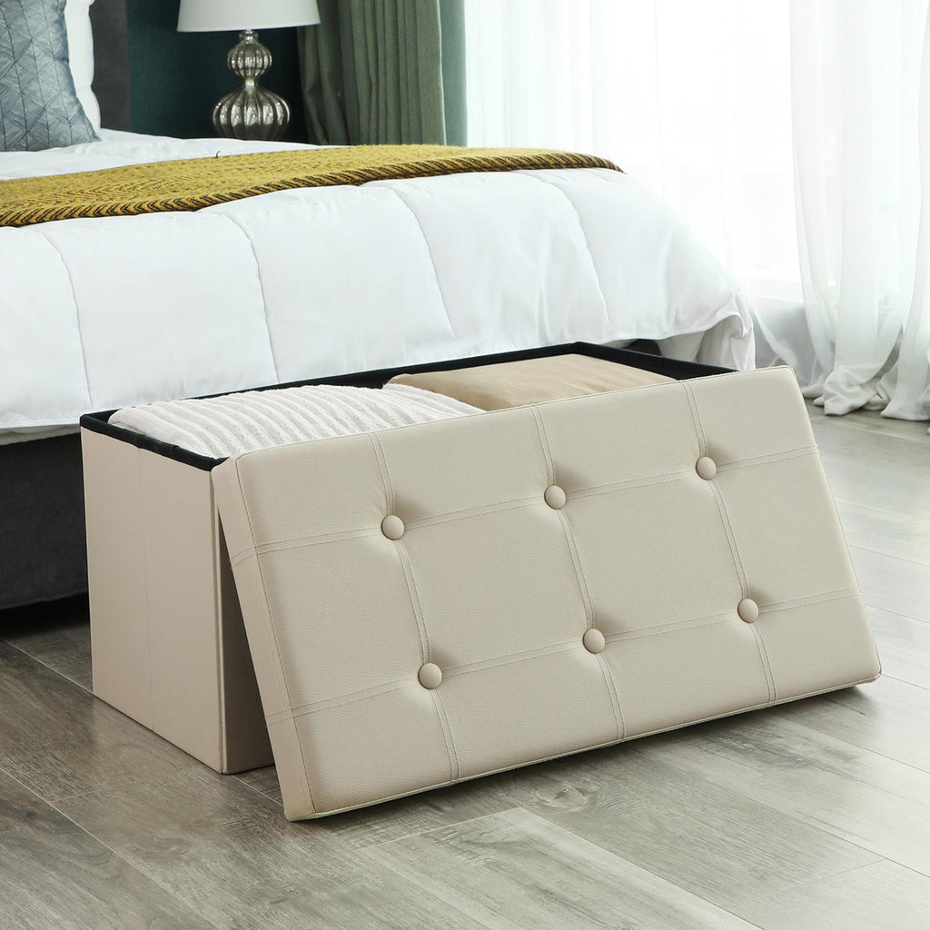 Sitztruhe 76 cm Kunstleder Beige