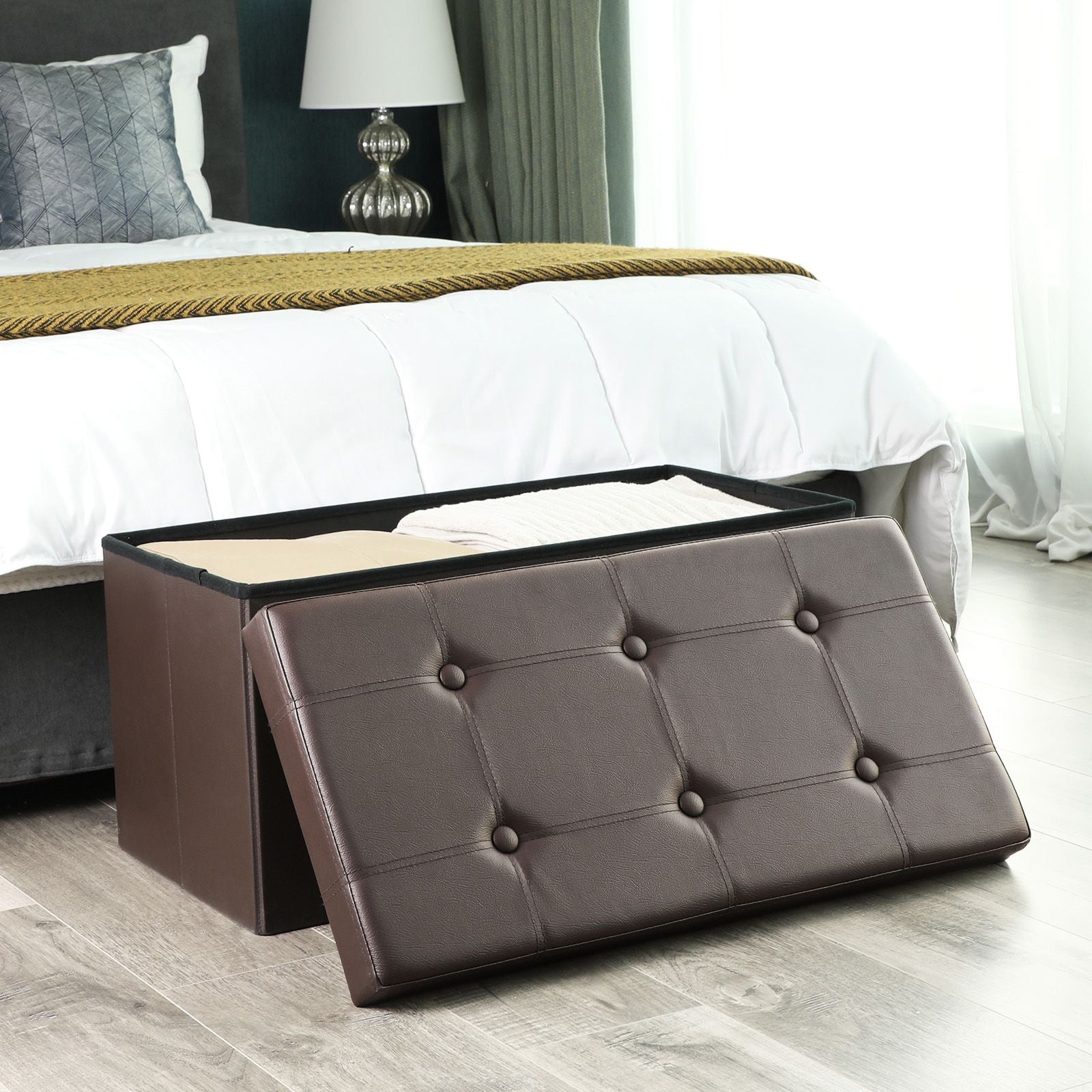 Sitztruhe 76 cm Kunstleder Braun