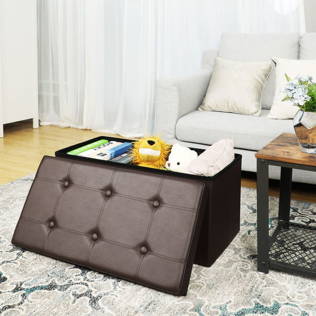 Sitztruhe 76 cm Kunstleder Braun