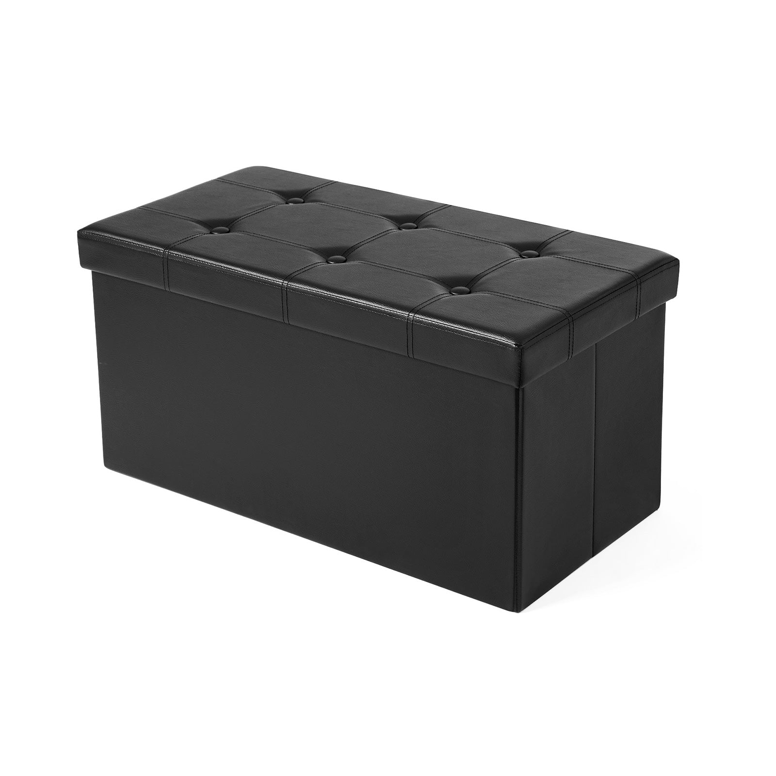 Sitztruhe 76 cm Kunstleder Schwarz