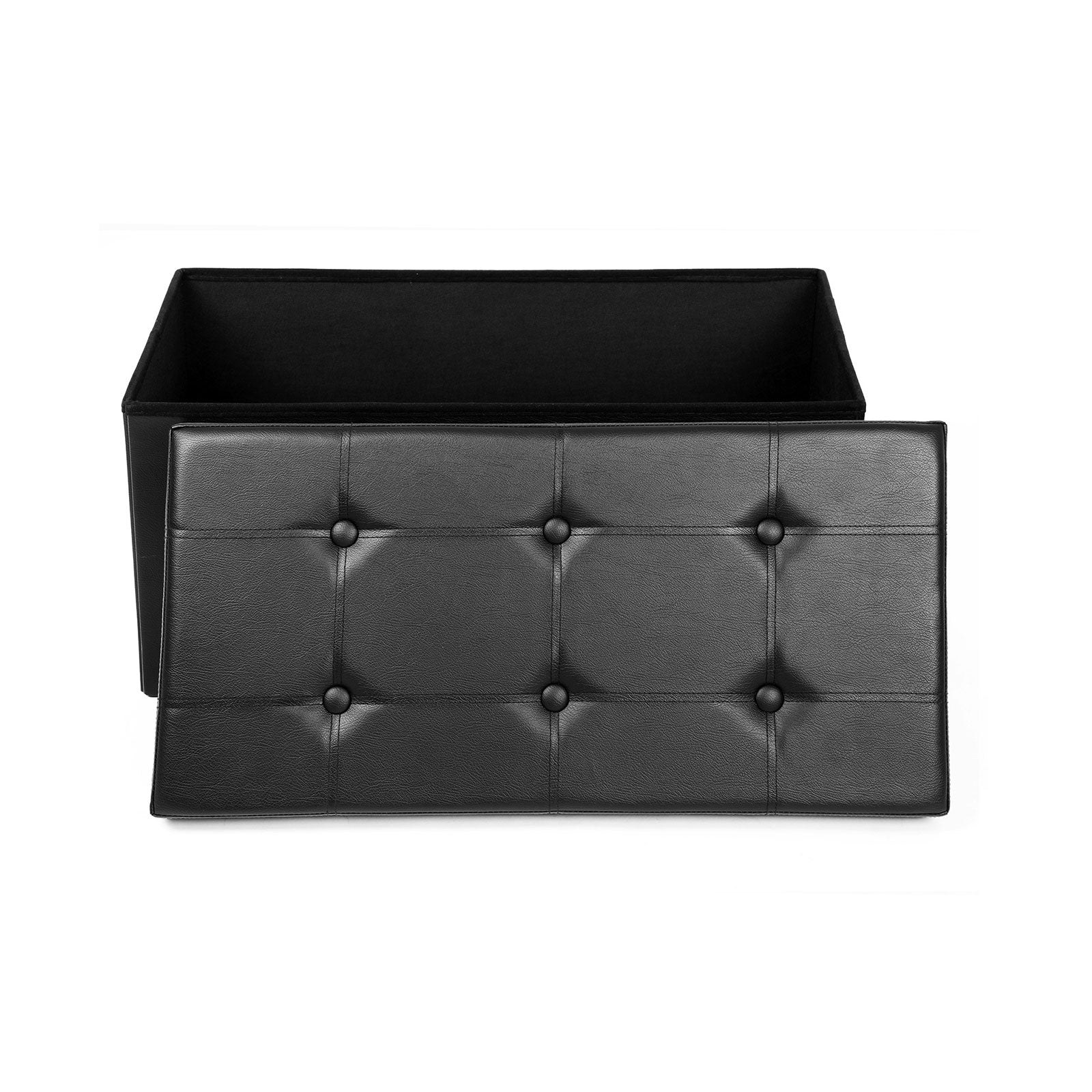 Sitztruhe 76 cm Kunstleder Schwarz