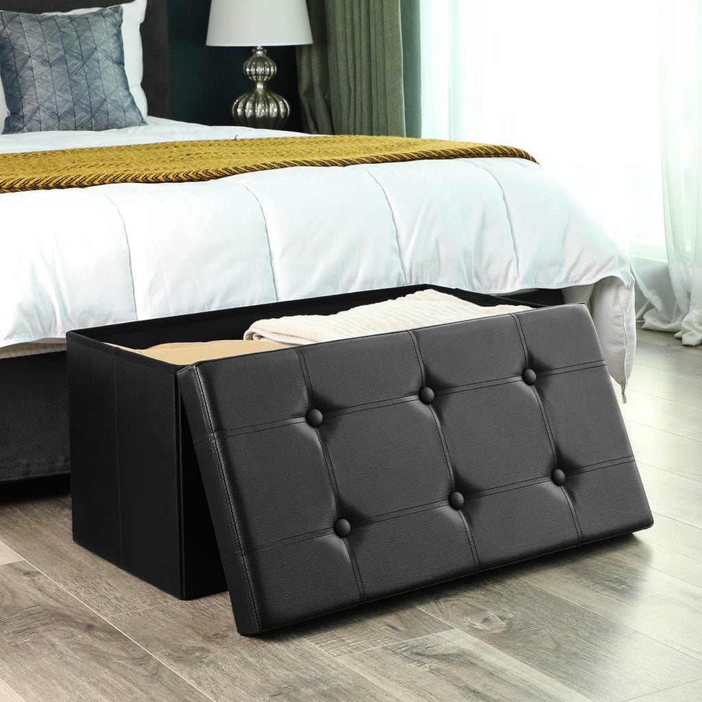 Sitztruhe 76 cm Kunstleder Schwarz