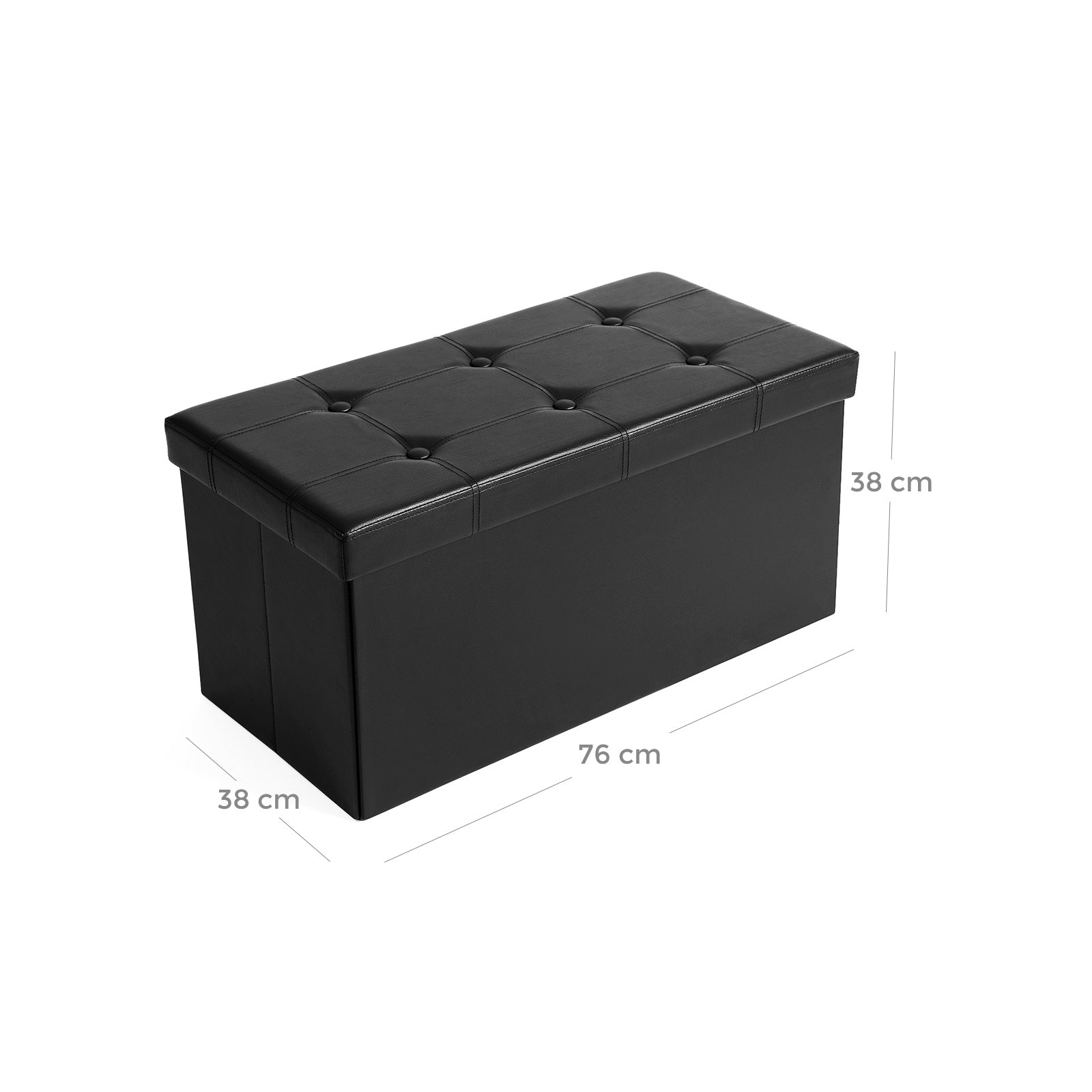 Sitztruhe 76 cm Kunstleder Schwarz