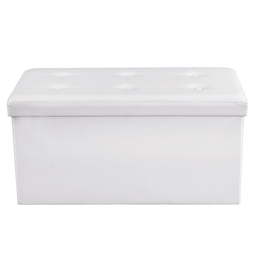 Sitztruhe 76 cm Kunstleder Weiß