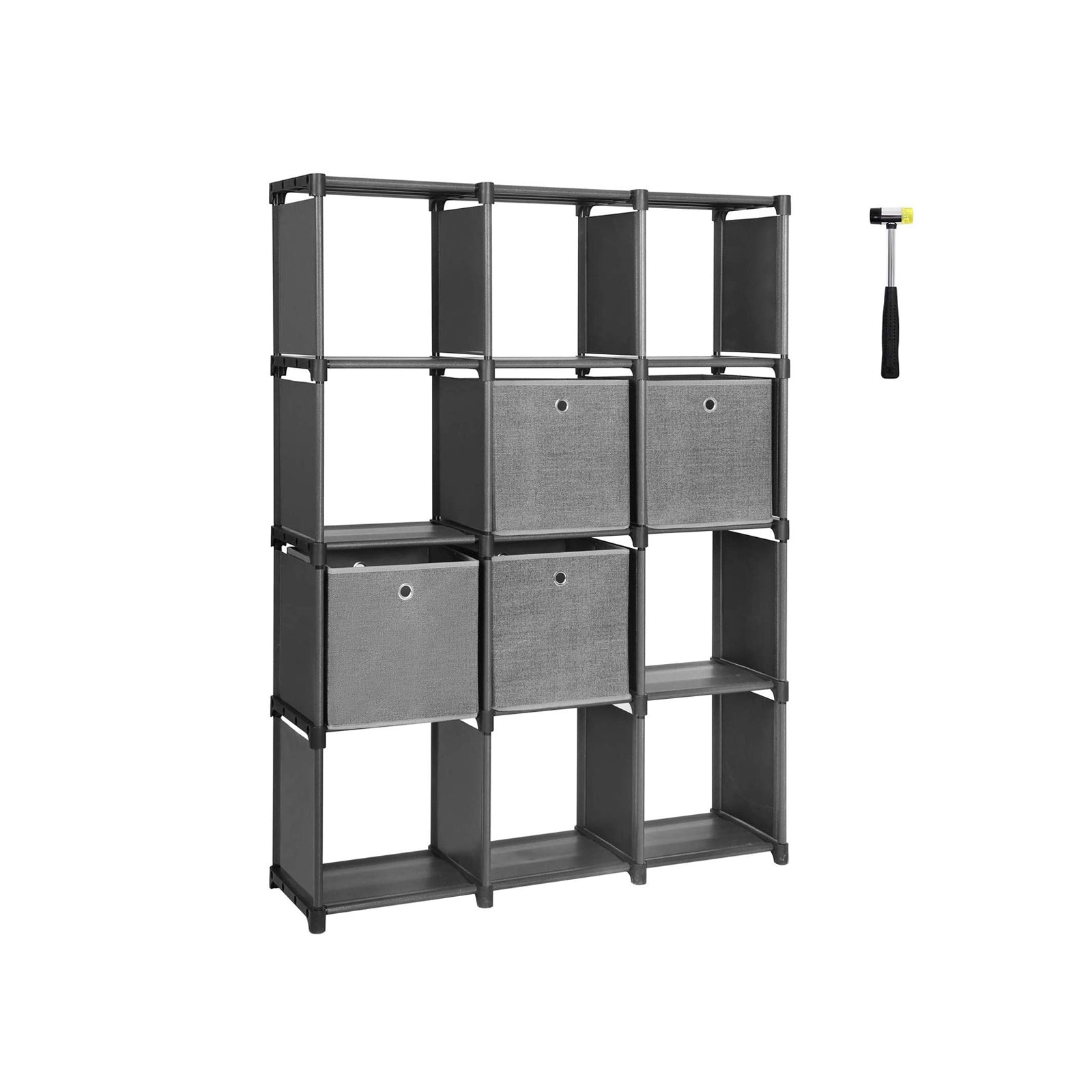 Steckregal 12 Würfel 4 Boxen Grau