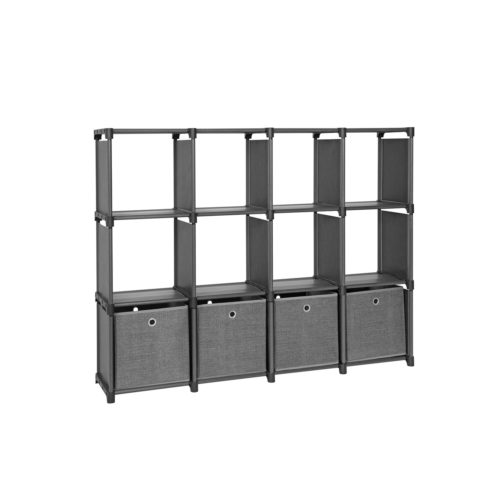 Steckregal 12 Würfel 4 Boxen Grau