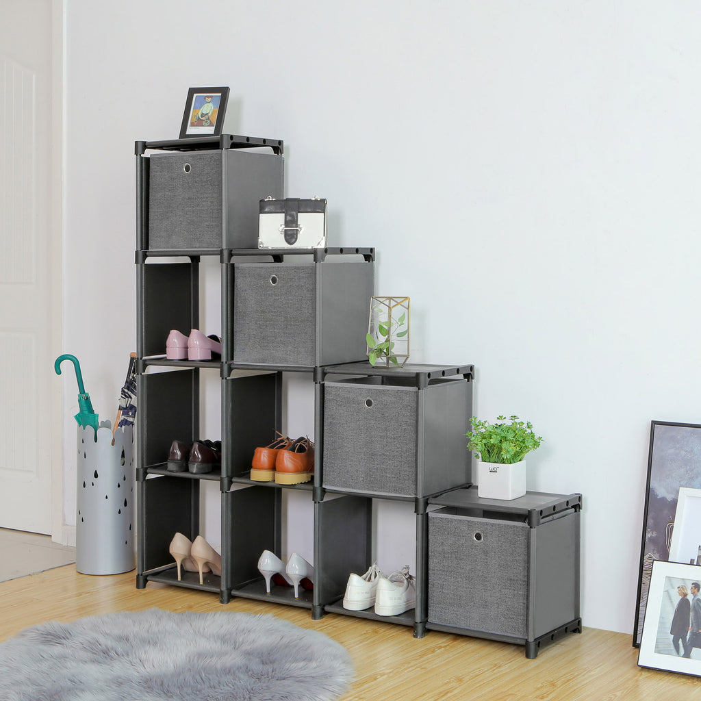 Steckregal 12 Würfel 4 Boxen Grau