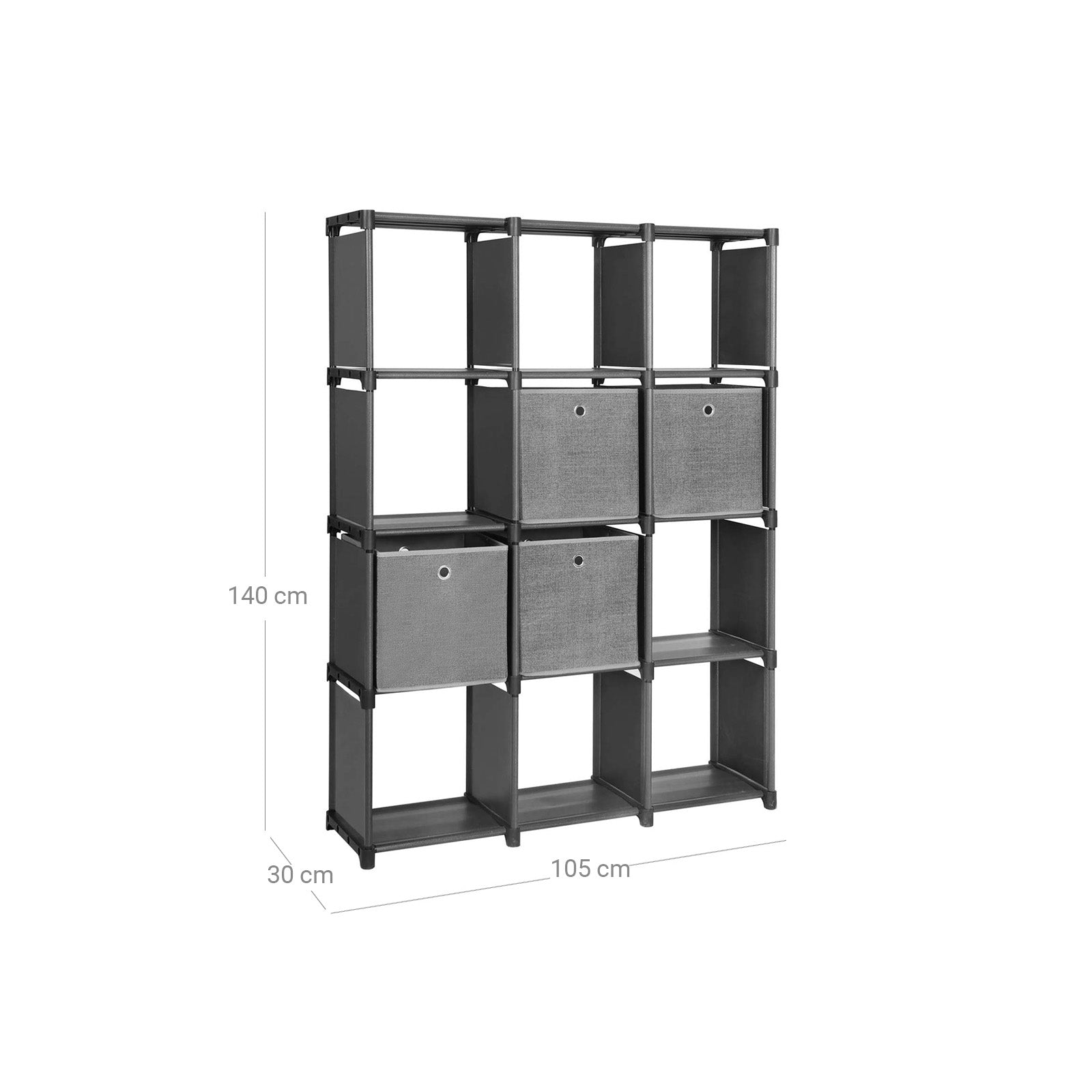 Steckregal 12 Würfel 4 Boxen Grau