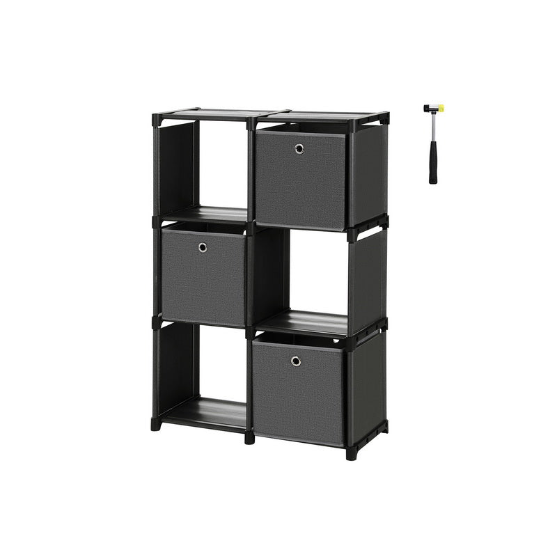 Steckregal 6 Würfel 3 Boxen Schwarz