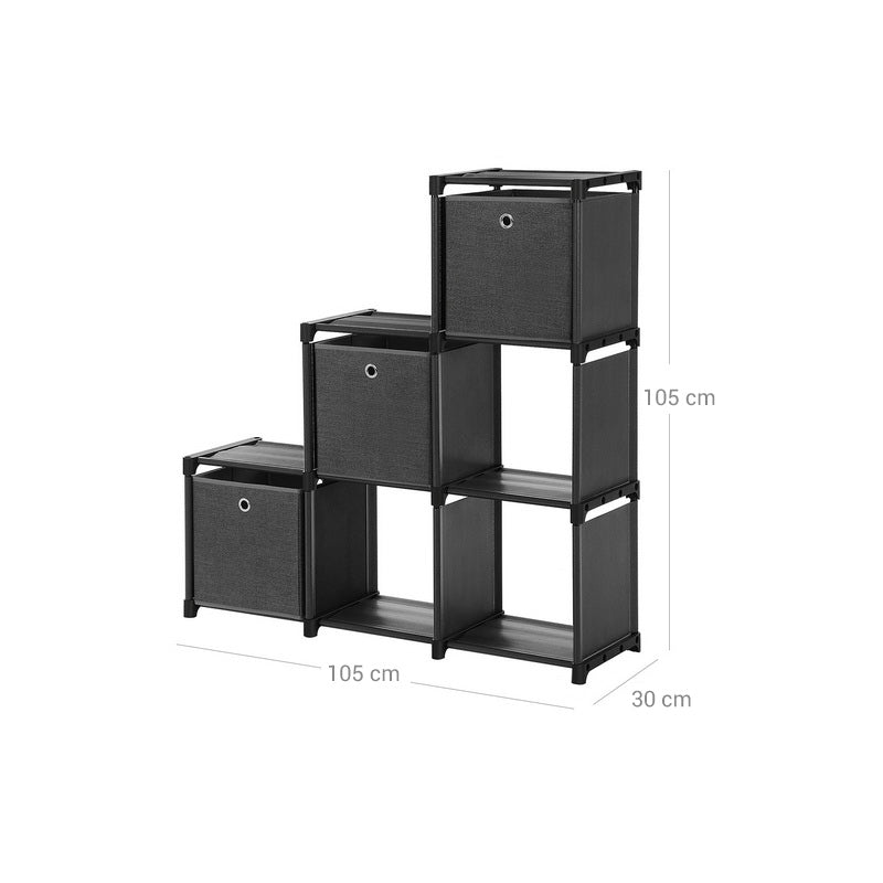 Steckregal 6 Würfel 3 Boxen Schwarz