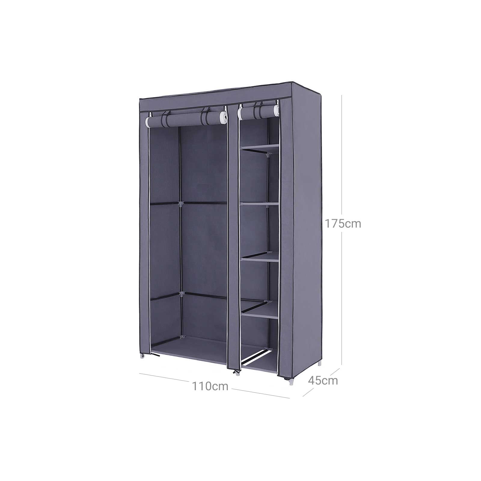 Stoffschrank 110 x 175 cm Grau