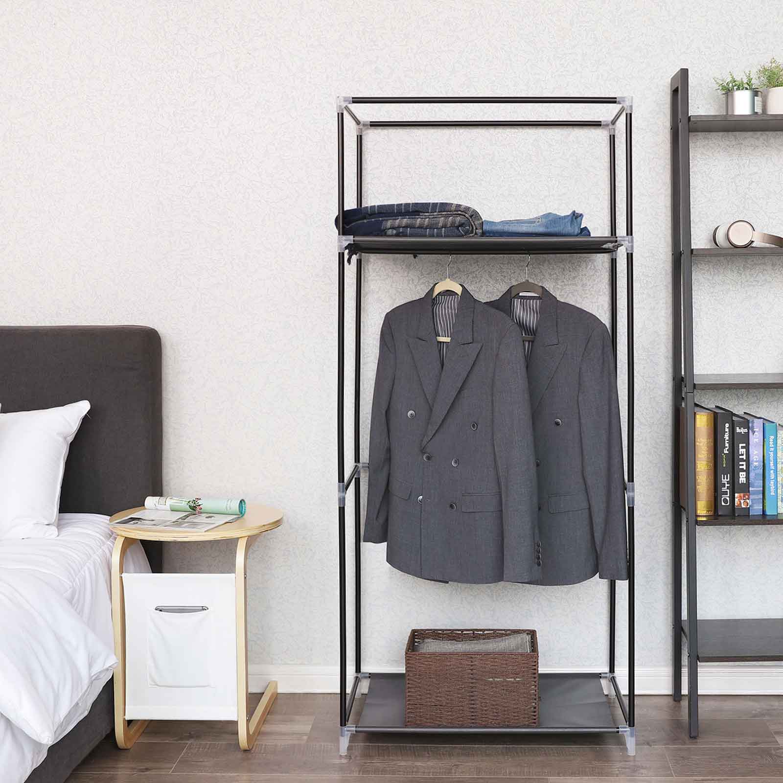 Stoffschrank 160 x 75 cm Schwarz