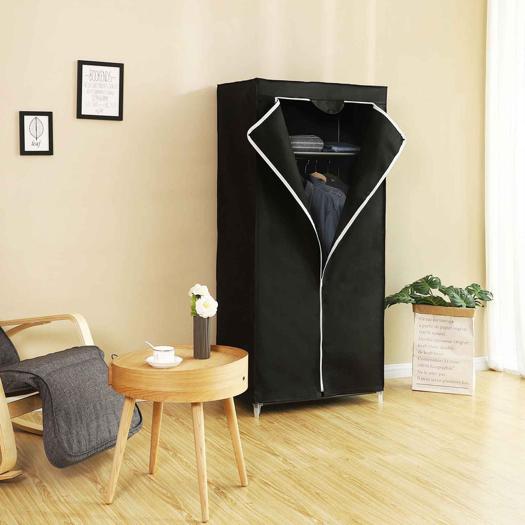 Stoffschrank 160 x 75 cm Schwarz