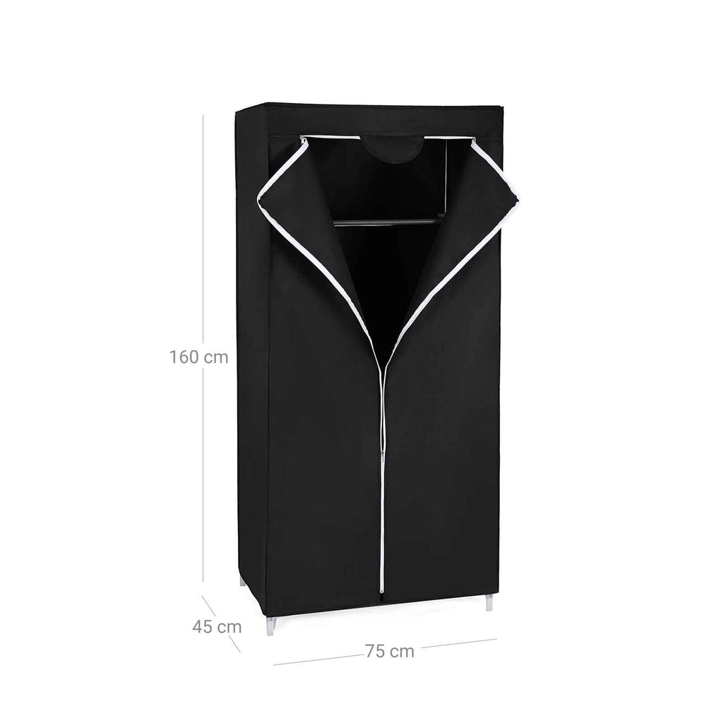 Stoffschrank 160 x 75 cm Schwarz