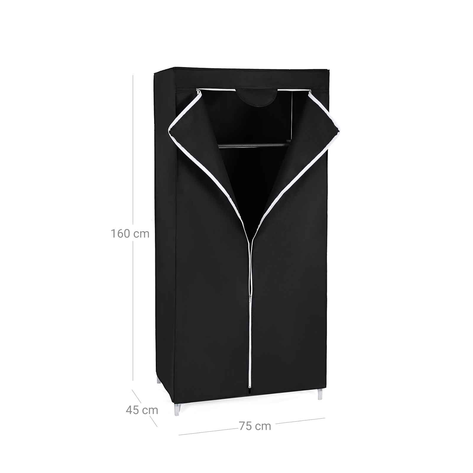 Stoffschrank 160 x 75 cm Schwarz