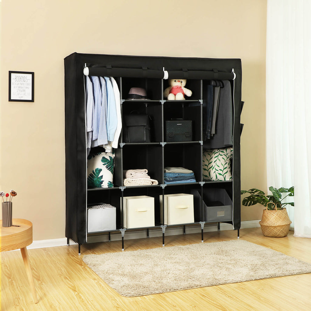 Stoffschrank 168 x 180 cm Schwarz