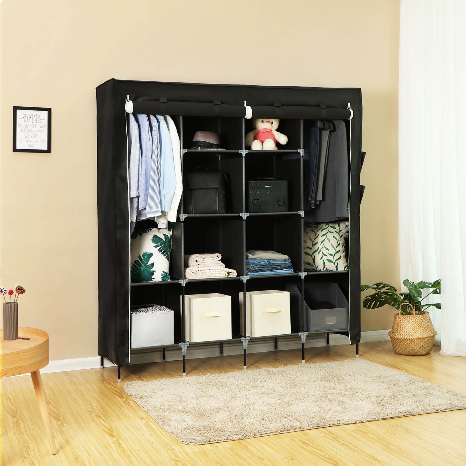 Stoffschrank 168 x 180 cm Schwarz