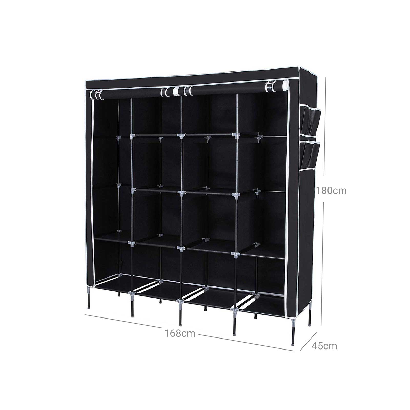 Stoffschrank 168 x 180 cm Schwarz