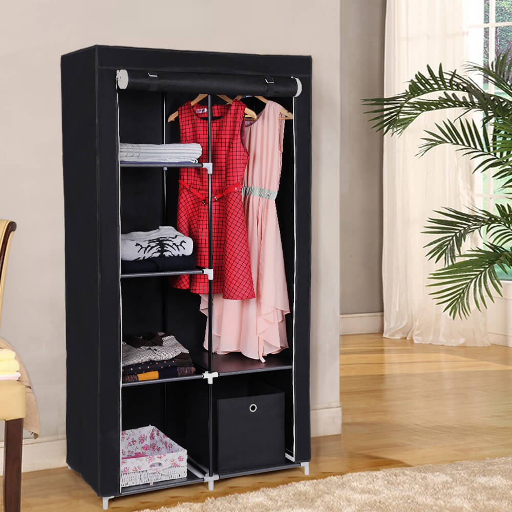 Stoffschrank 170 x 88 cm Schwarz