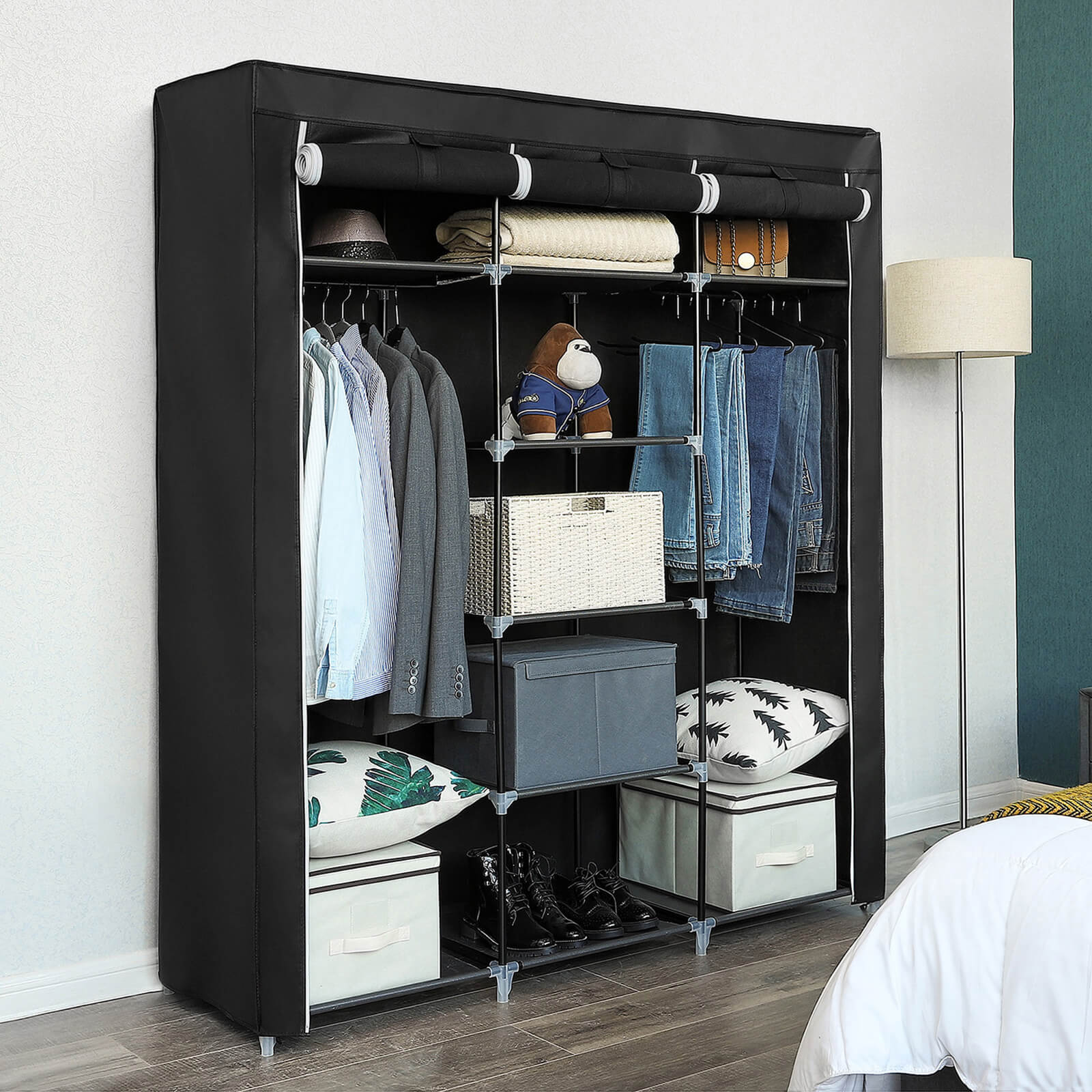 Stoffschrank 175 x 150 cm Schwarz