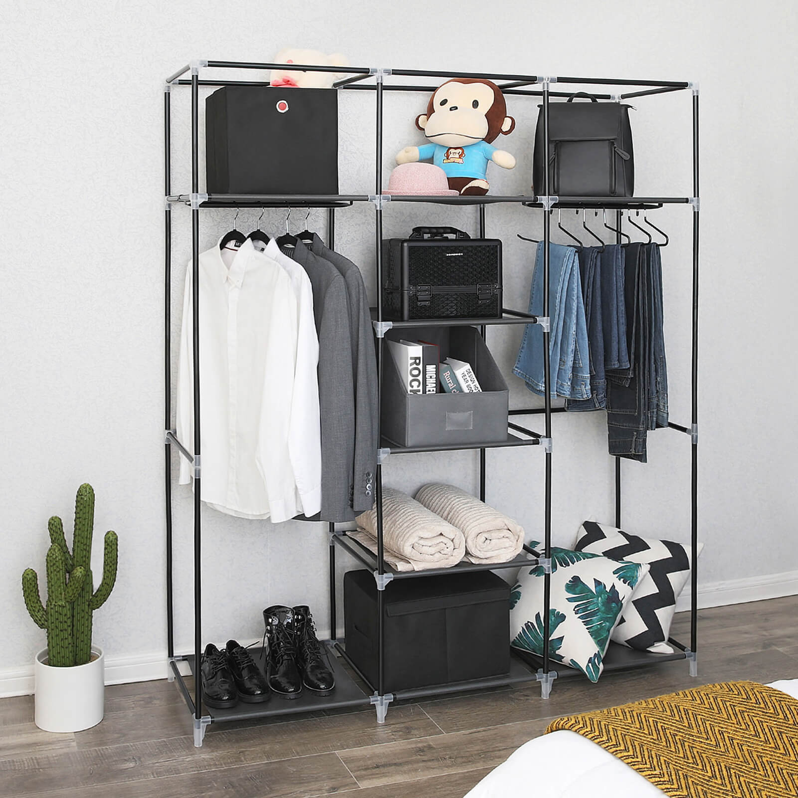 Stoffschrank 175 x 150 cm Schwarz