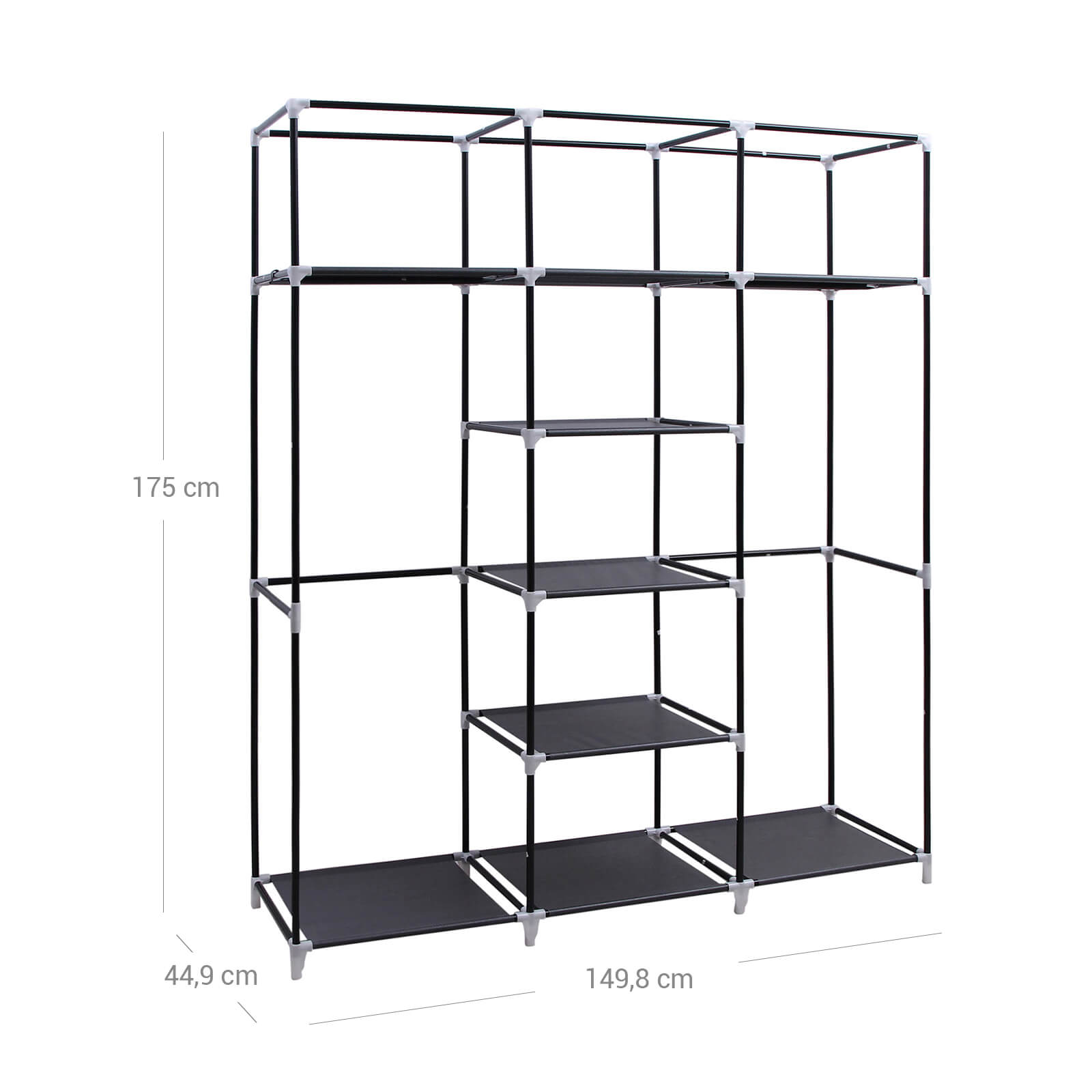 Stoffschrank 175 x 150 cm Schwarz