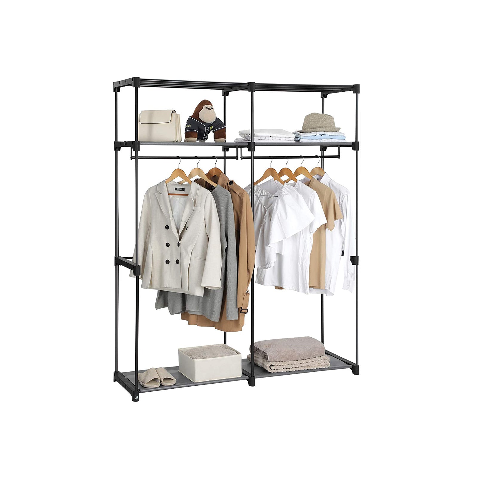 Stoffschrank mit Kleiderstangen