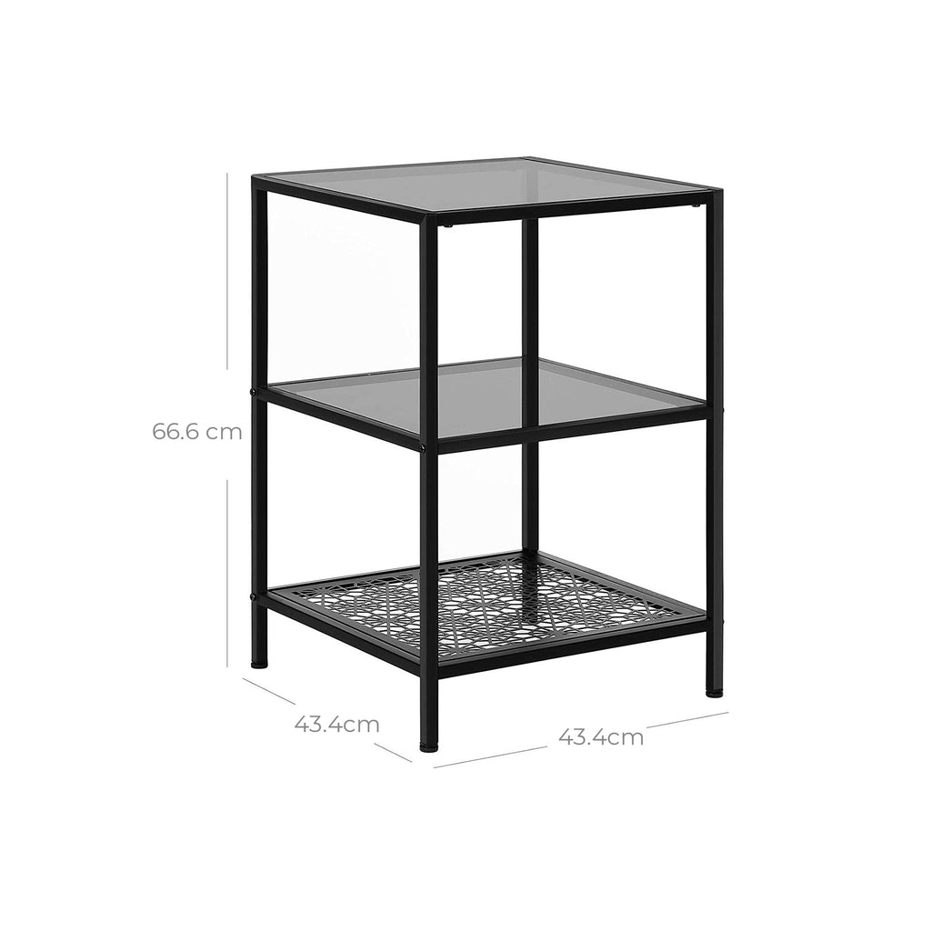 Beistelltisch mit 2 Ablagen aus Glas
