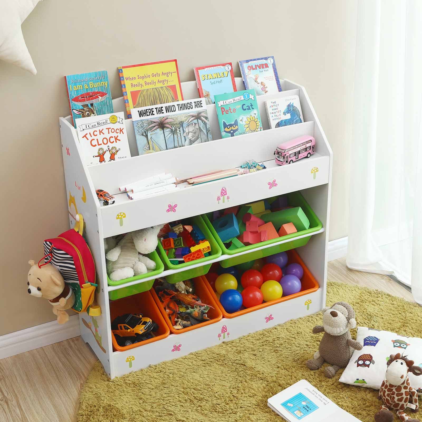 Süßes Kinderregal Orange-Grün