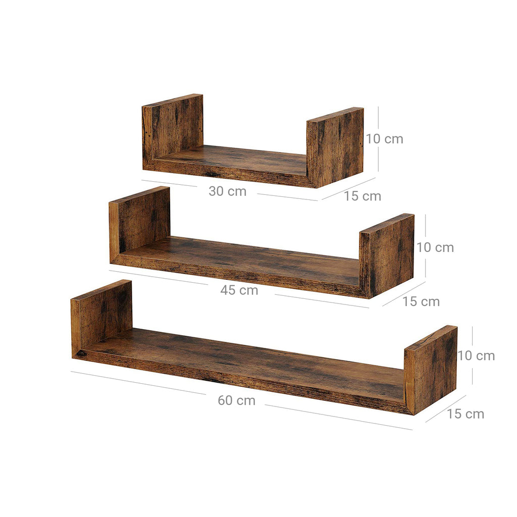 3 U-förmige Wandregale Holzoptik