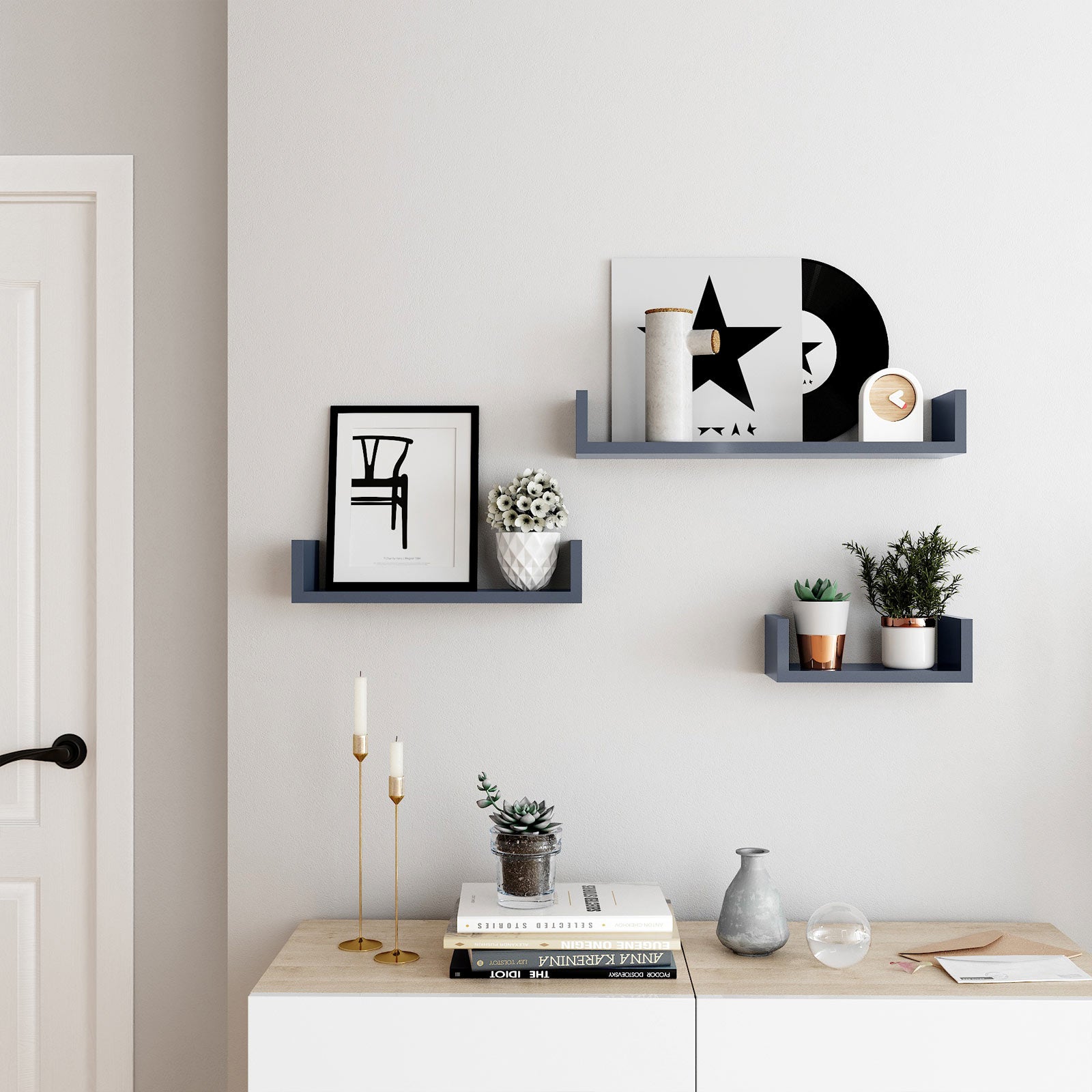 U-förmige Wandregale 3er Set Grau