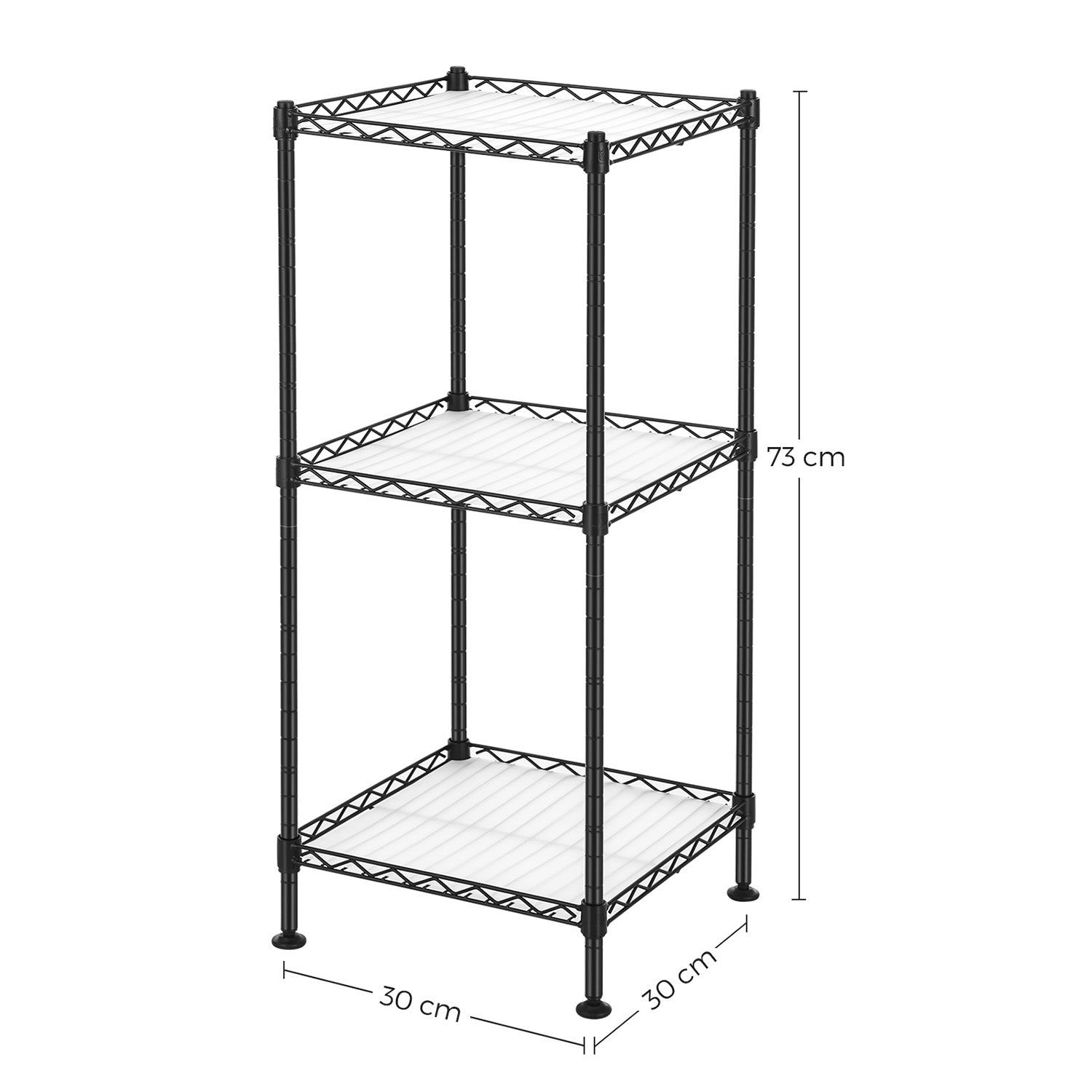 Standregal mit 3 Ebenen aus Metall schwarz