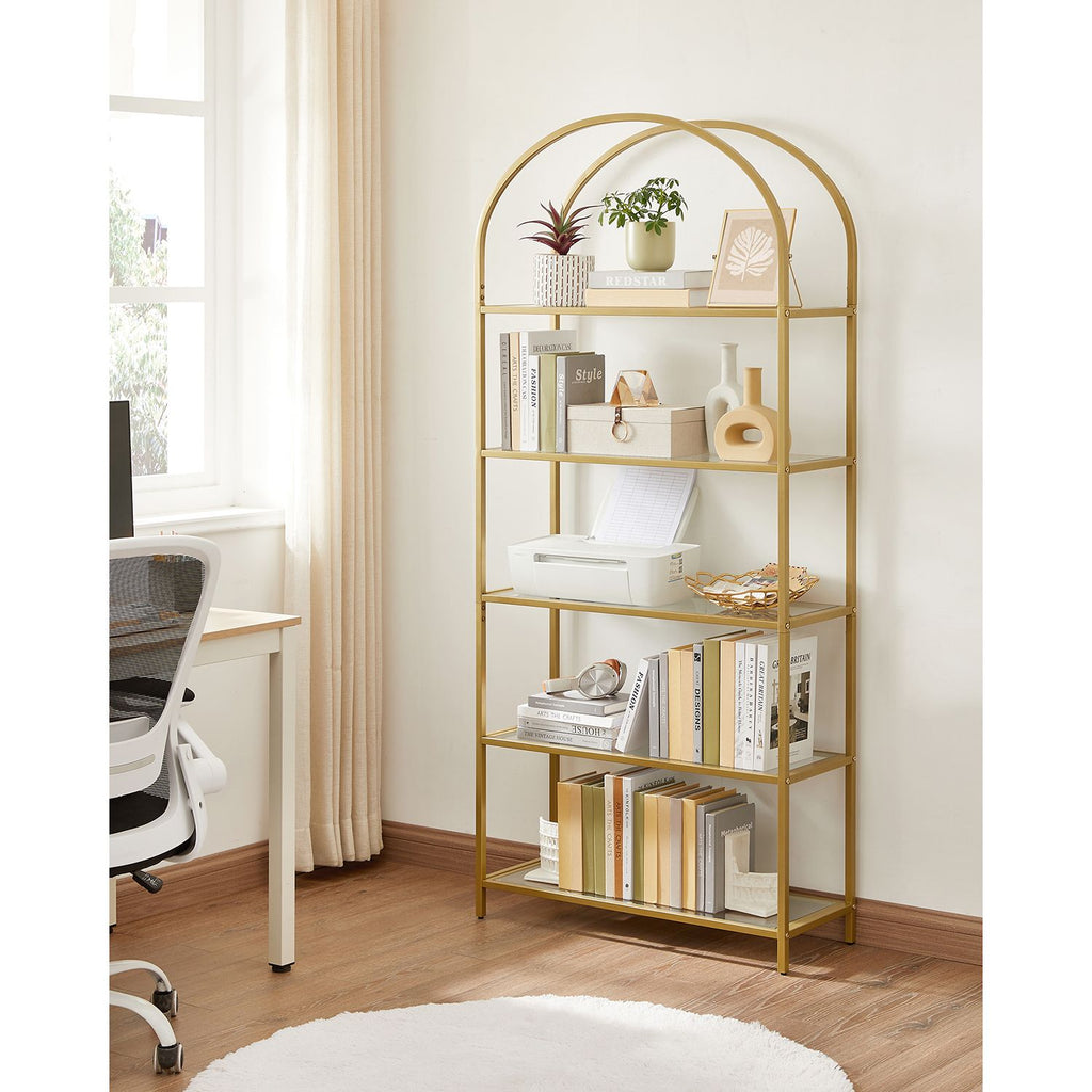 Bücherregal mit 5 Ablagen aus Hartglas