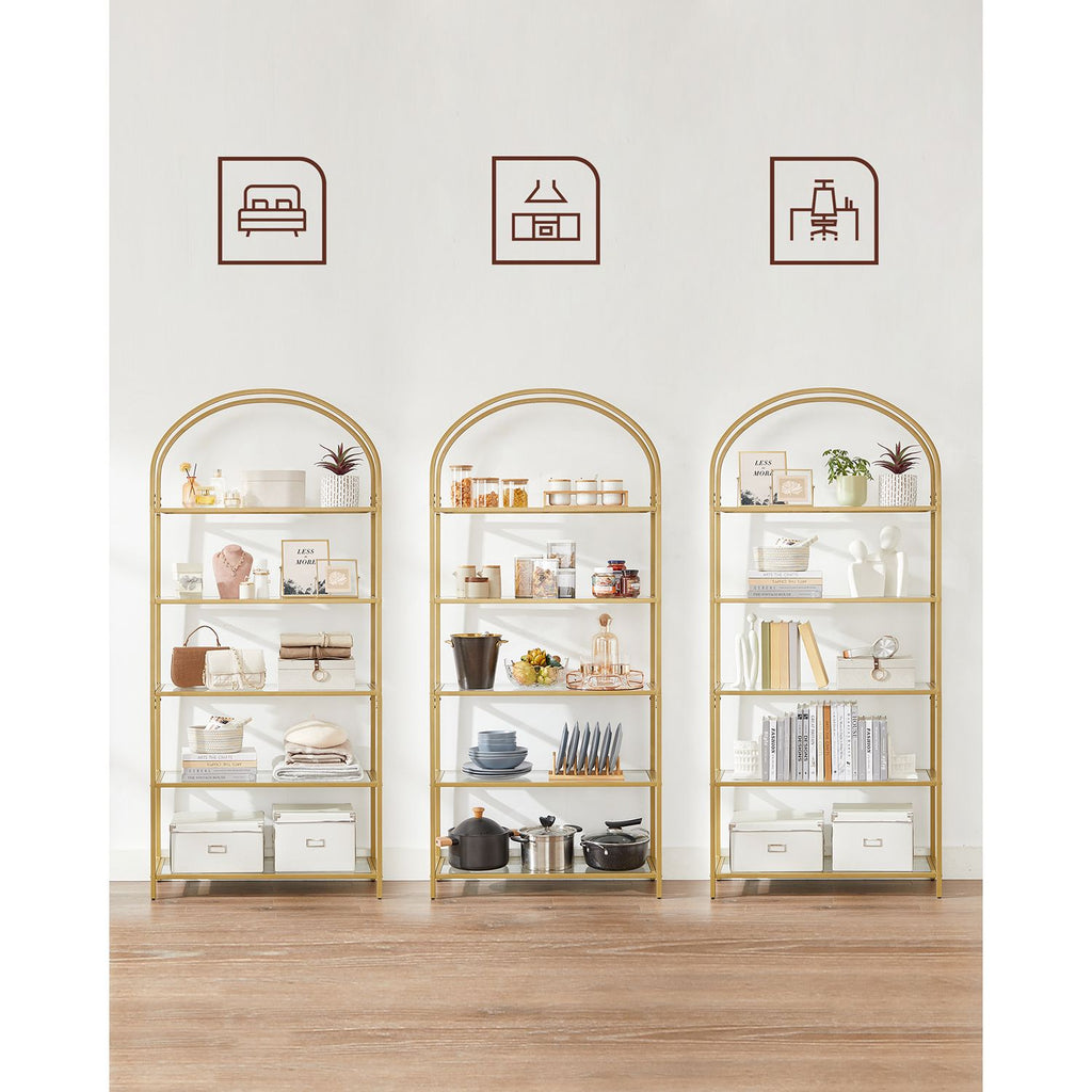 Bücherregal mit 5 Ablagen aus Hartglas