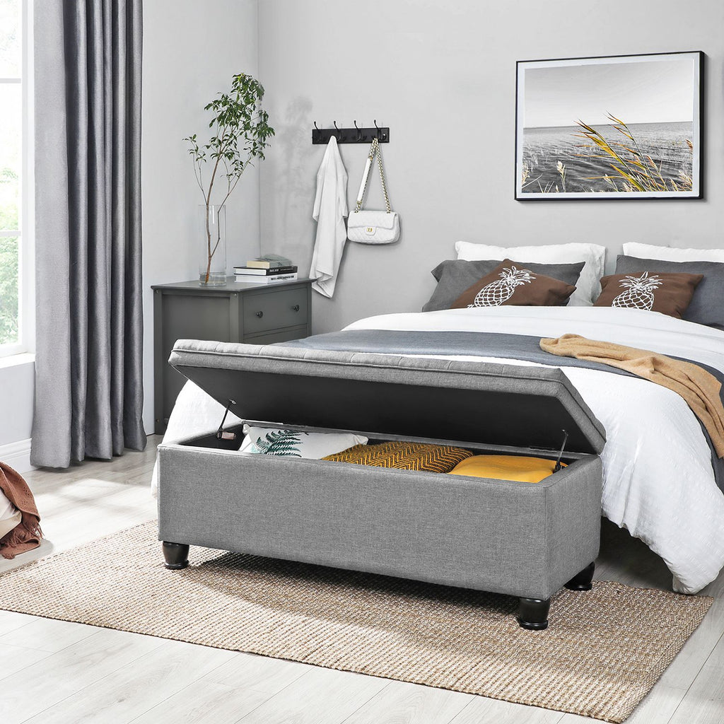 Sitzhocker mit Stauraum hellgrau