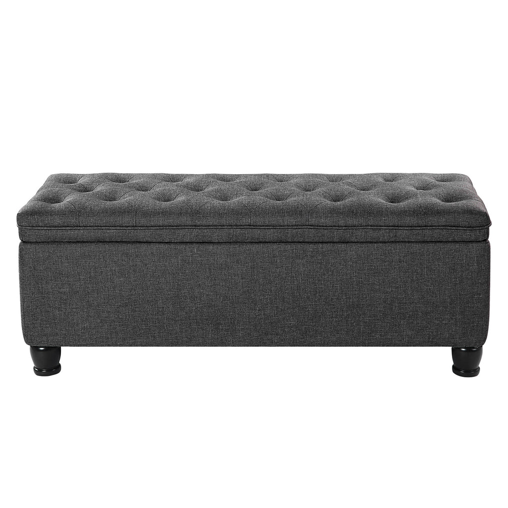 Sitzhocker mit Stauraum und Knopfsteppung dunkelgrau