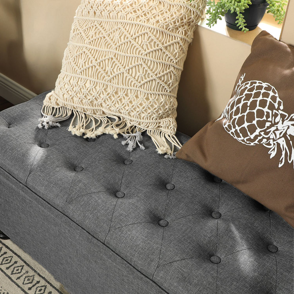 Sitzhocker mit Stauraum und Knopfsteppung dunkelgrau
