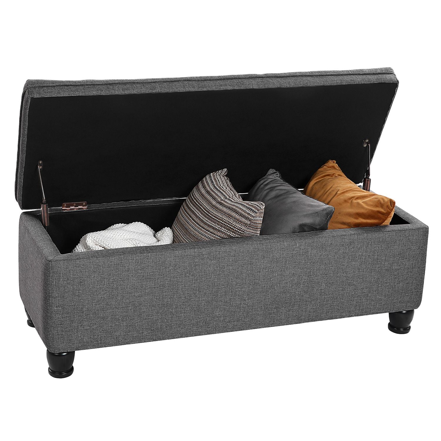 Sitzhocker mit Stauraum und Knopfsteppung dunkelgrau