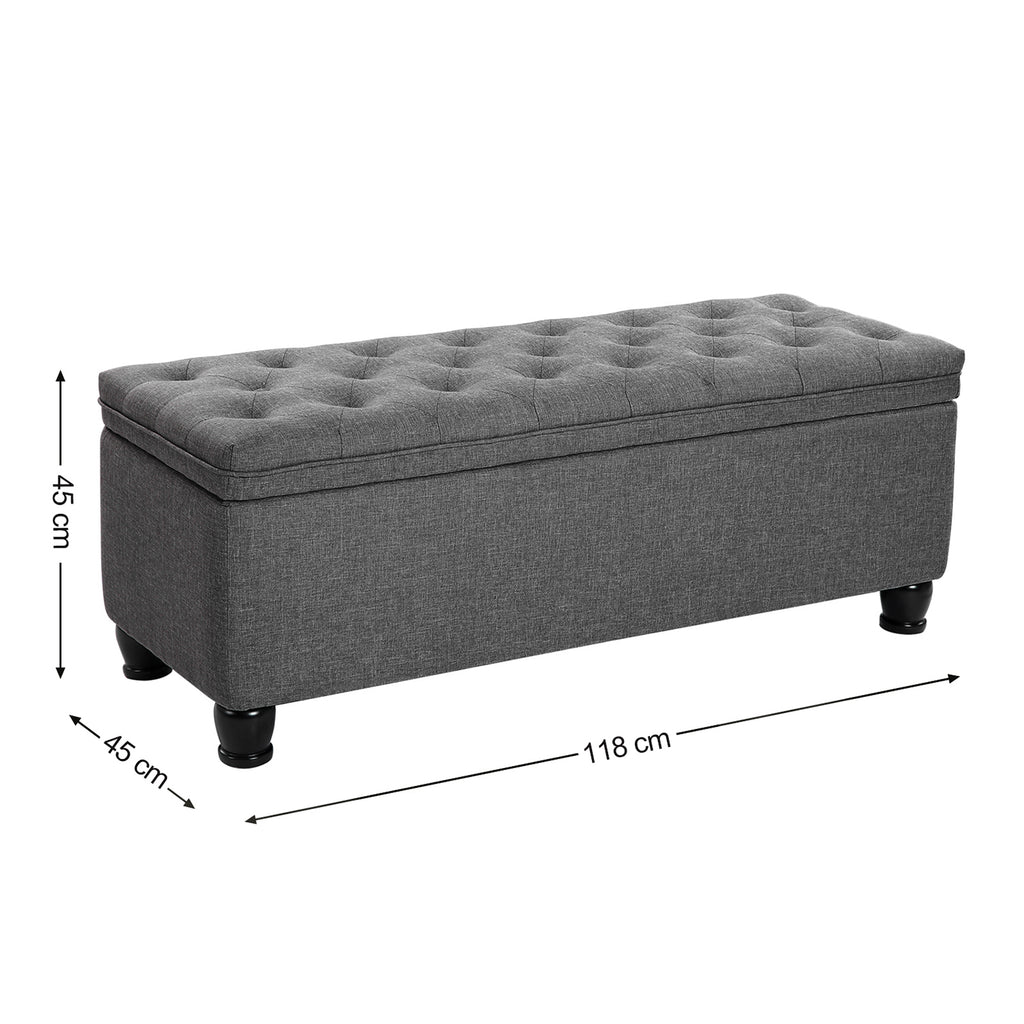 Sitzhocker mit Stauraum und Knopfsteppung dunkelgrau